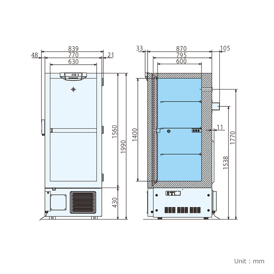 MDF-DU302VX Dimensions Drawing
