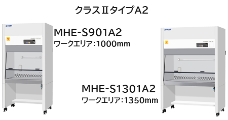 クラスⅡタイプA2 MHE-S901A2 ワークエリア：1000mm / MHE‐S1301A2 ワークエリア：1350mm