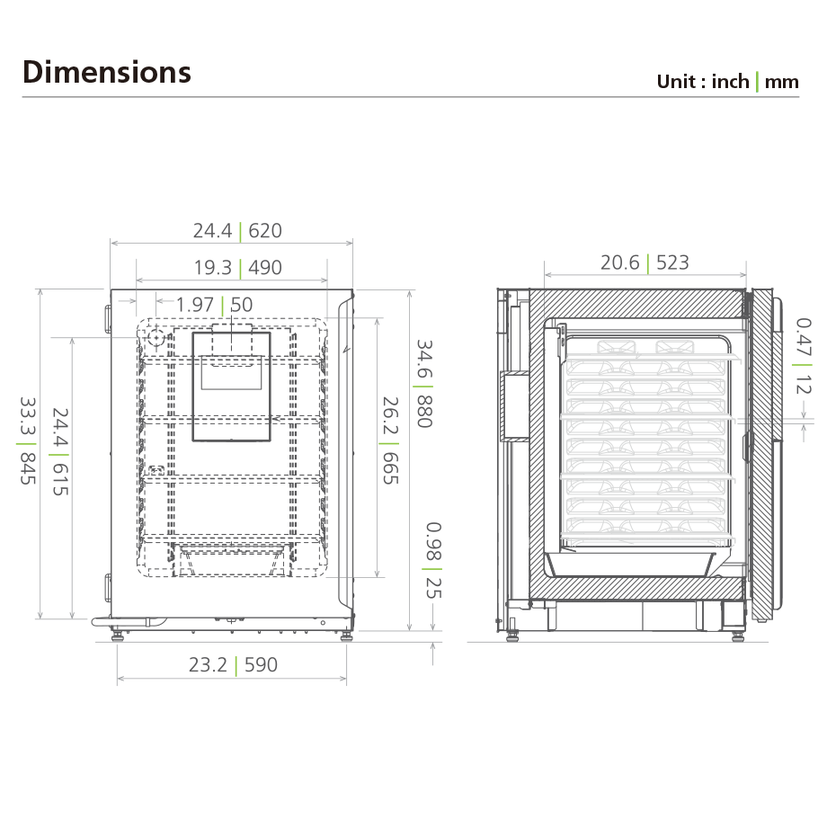 Mammalian cell culture incubator MCO-170MP Dimensional Drawing