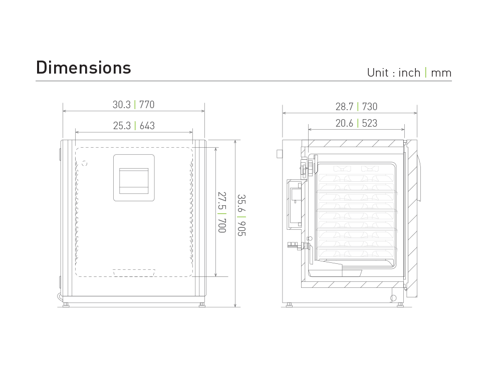 co2 incubator for cell culture MCO-230AICUVL Dimensional Drawing