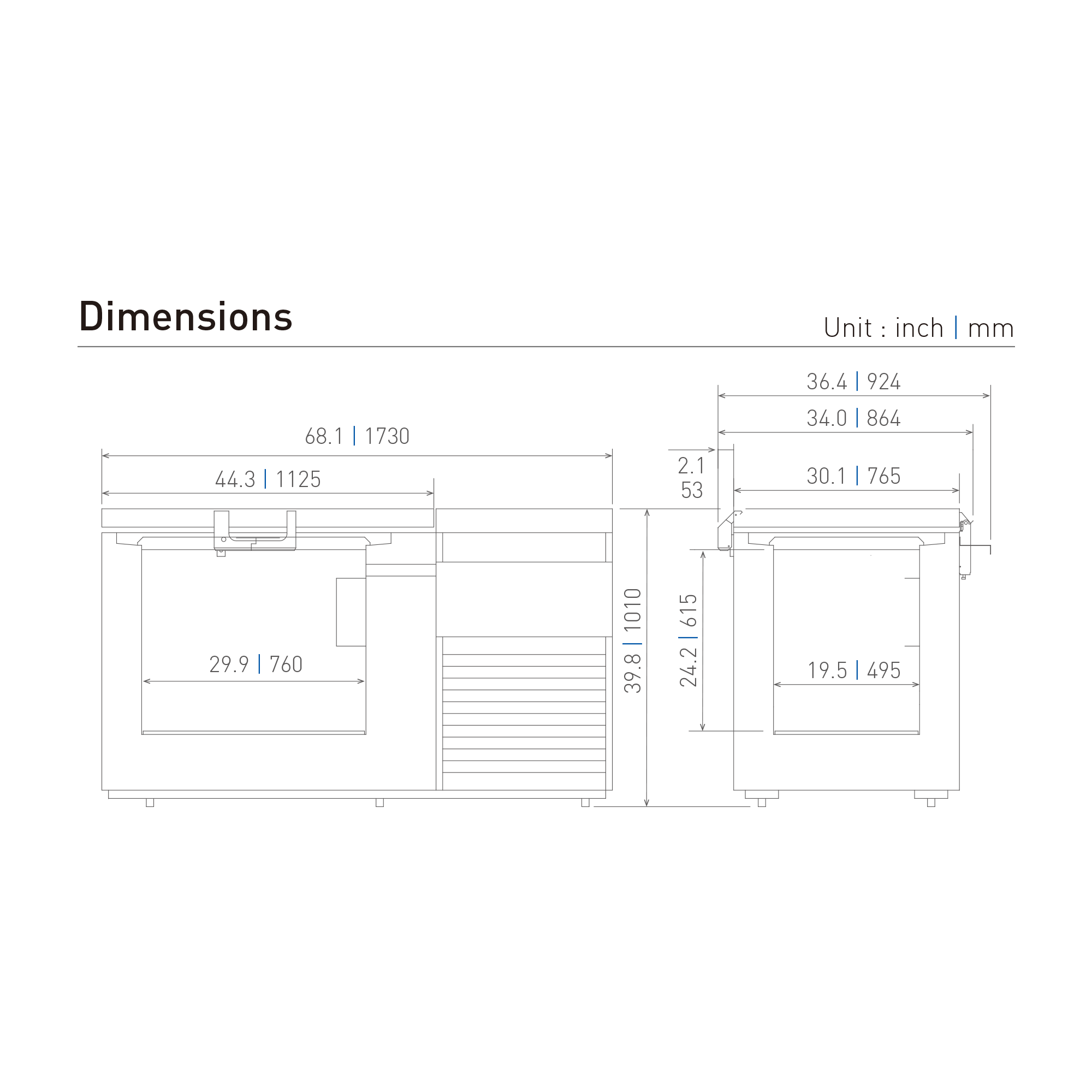 cryogenic freezer MDF-C2156VANC Dimensional Drawing