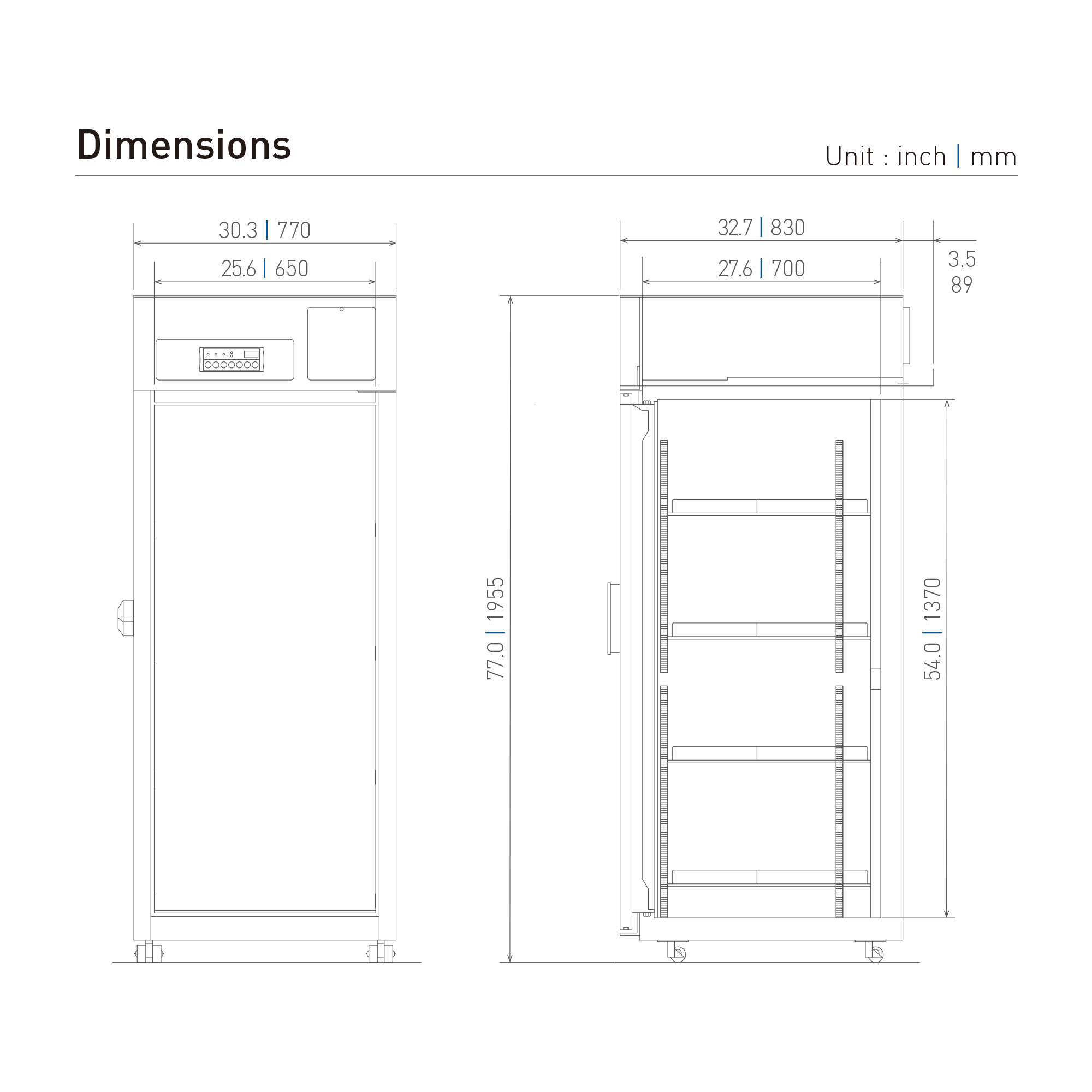 -30 degree freezer for biomedical and labs MDF-U731-PA Dimensional Drawing