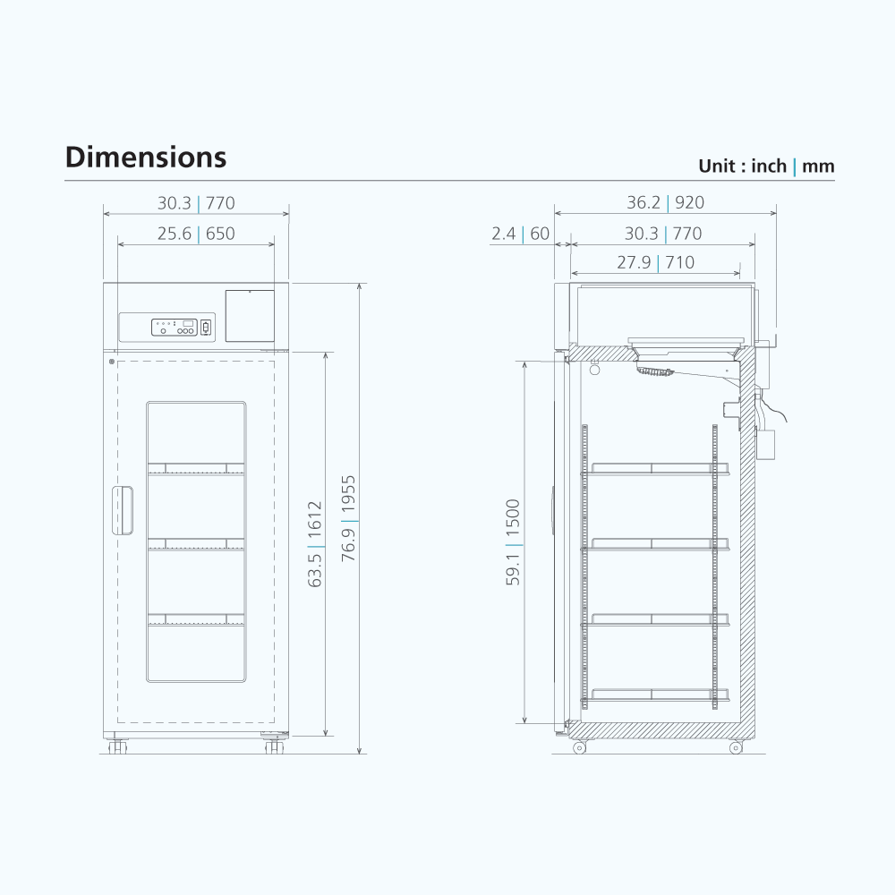 Energy Star Certified Pharmaceutical Refrigerator MPR-721-PA Dimensional Drawing