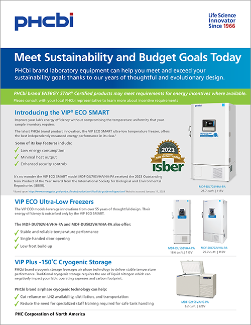 PHCbi Brand Laboratory Equipment Helps Meet Sustainability Goals